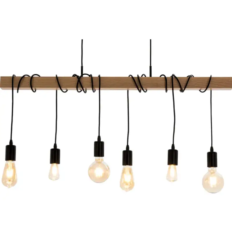 Lumimart | Suspension Londi Marron/Noir Acier/Bois 100 cm 110 cm Soldes