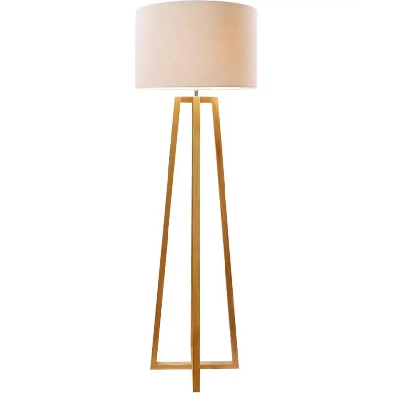 Usine Directe Lumimart | Lampadaire Malleco Marron/Blanc Bois/Tissu 50 cm 152 cm