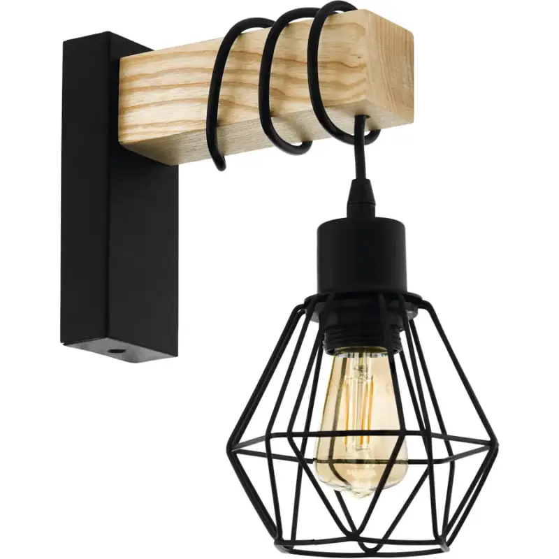 Vente Flash Lumimart | Lampe murale Townshend 5 Marron/Noir Acier/Bois 27.5 cm