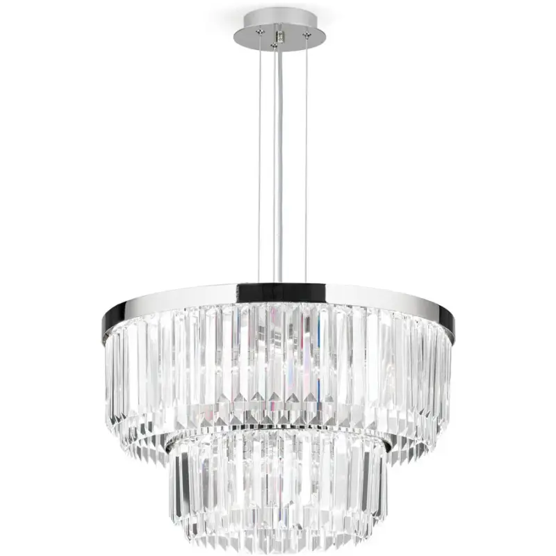Offre Limitée Lumimart | Suspension Prism Gris Acier/Cristal 55 cm 40 cm