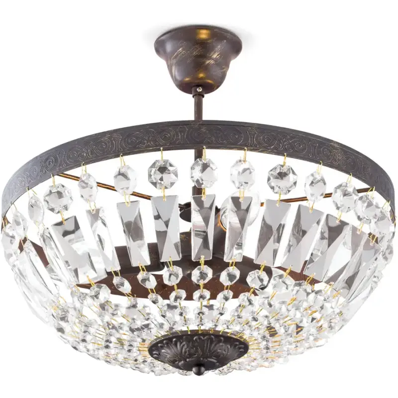 Dernier Modèle Lumimart | Lampe de plafond Arila Marron Acier/Cristal 40 cm 27 cm
