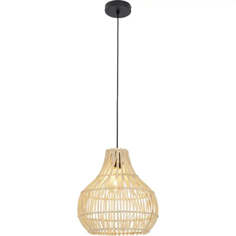 Lumimart | Suspension Belize Marron/Noir Fer/Rotin 33 cm 35 cm Vente Flash