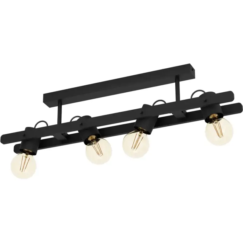 Prix Choc Lumimart | Lampe de plafond Plimsoll Noir Acier/Bois 9.5 cm 16.5 cm