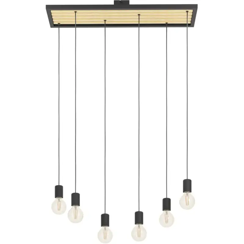 Lumimart | Suspension Consett Marron/Noir Acier/Bois 25 cm 110 cm Satisfait Ou Remboursé