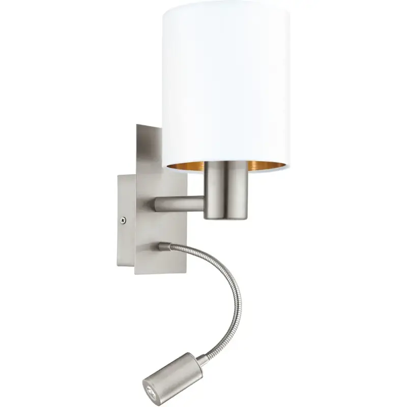 Lumimart | Lampe murale Pasteri Rame/Blanc Acier/Tissu 38 cm Petit Prix