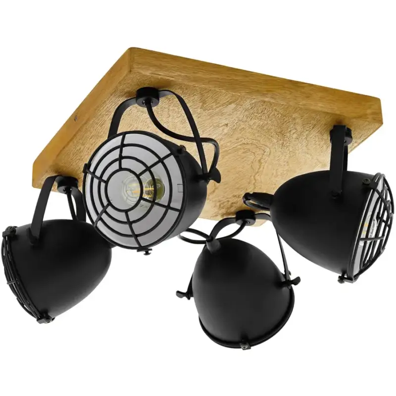 Lumimart | Spot Gatebeck Noir Acier/Bois 30 cm 20.5 cm Meilleure Vente