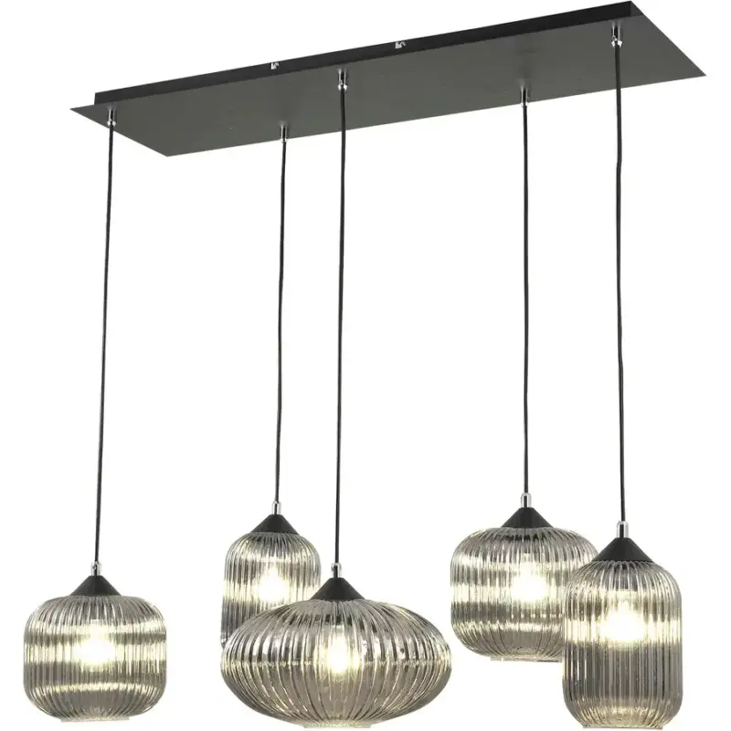 Acheter Direct Lumimart | Suspension Glura Gris Verre/M&eacute;tal 90 cm 20 cm R&eacute;glable en hauteur (manuel)