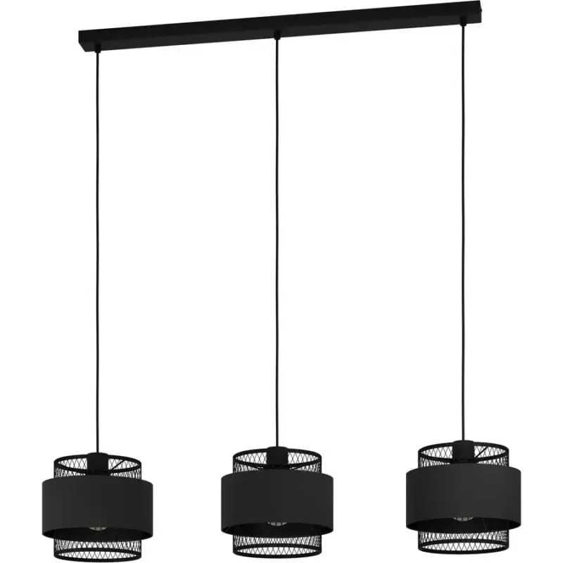Meilleur Prix Lumimart | Suspension Bazely Noir Acier/Tissu 23 cm 99 cm