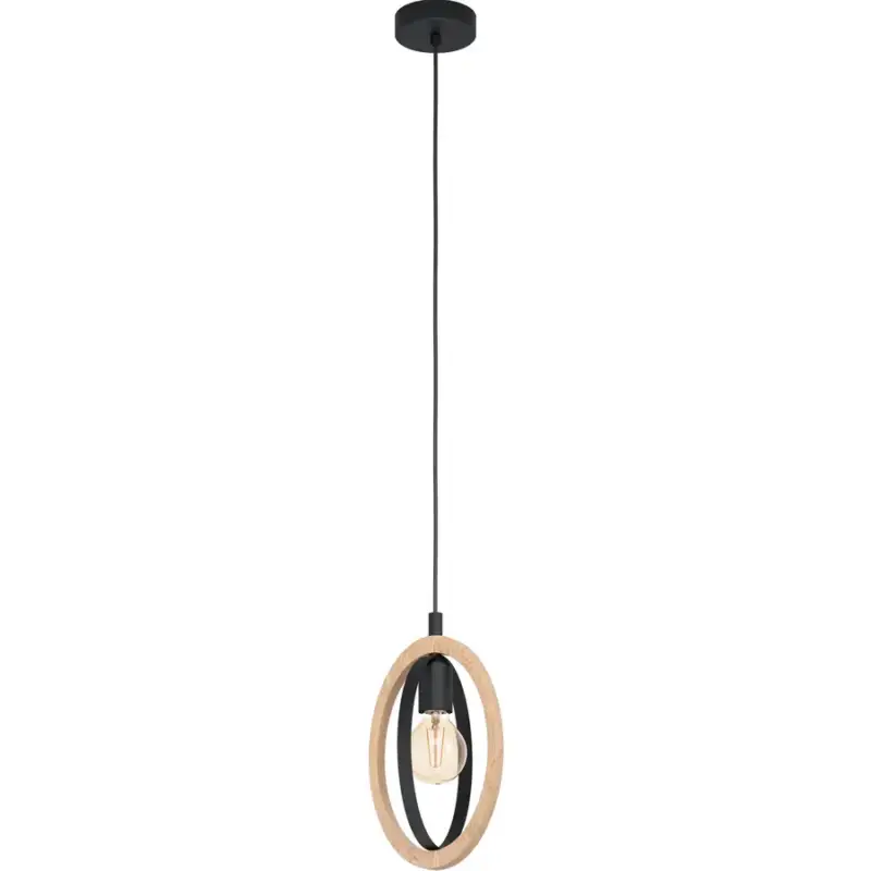 Jusqu'à Épuisement Des Stocks Lumimart | Suspension Basildon Marron/Noir Acier/Bois 16 cm 110 cm