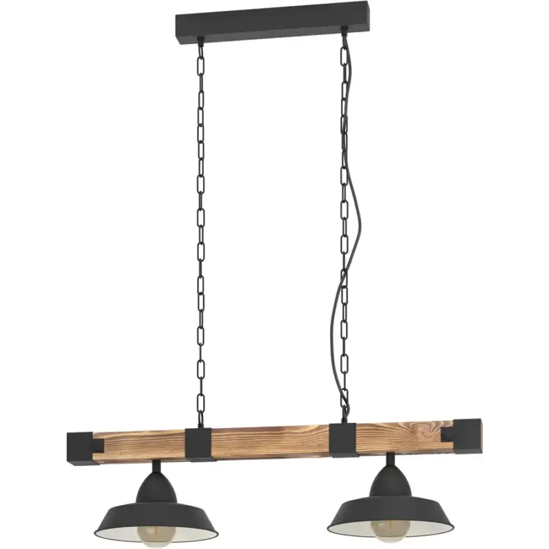 Meilleur Choix Lumimart | Suspension Oldbury Marron/Noir Acier/Bois 26 cm 110 cm