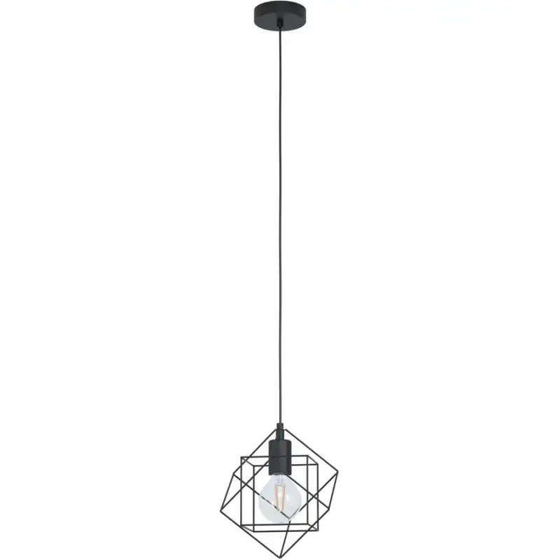 Pas Cher Lumimart | Suspension Straiton Noir Acier 20.5 cm 110 cm