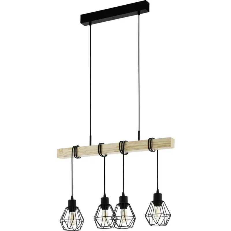 Lumimart | Suspension Townshend 5 Marron/Noir Acier/Bois 20 cm 110 cm Promotion Saisonnière