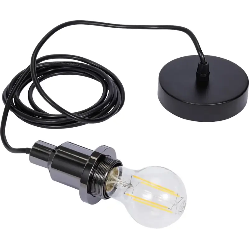 Prix Réduit Lumimart | Douille Industrial Noir/Gris M&eacute;tal 6 cm