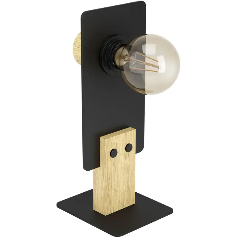 Lumimart | Lampe de table Bramerton Marron/Noir Acier/Bois 14 cm 31 cm Acheter Direct