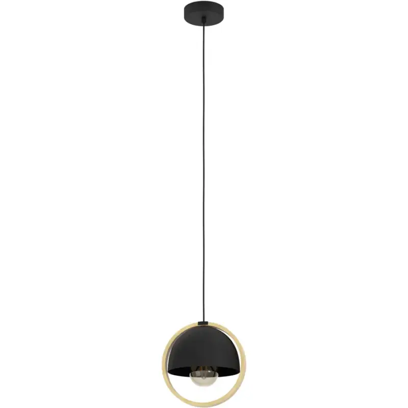 Offre Spéciale Lumimart | Suspension Callow Marron/Noir Acier/Bois 23 cm 110 cm