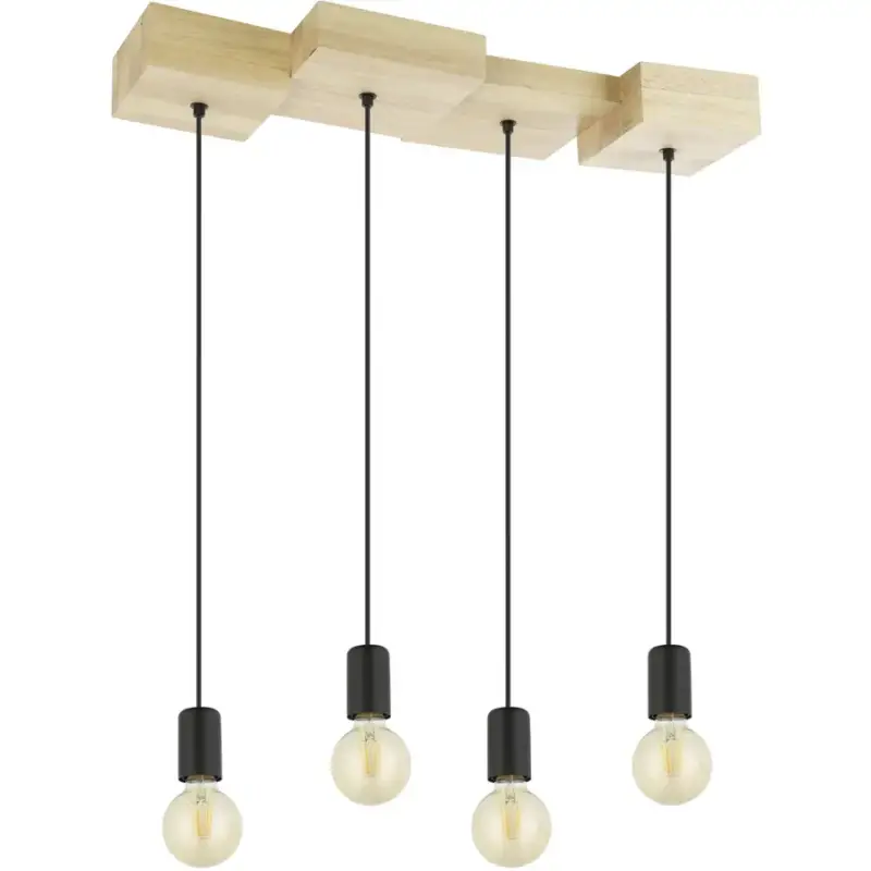 Meilleur Prix Lumimart | Suspension Halkin Marron/Noir Acier/Bois 25 cm 110 cm