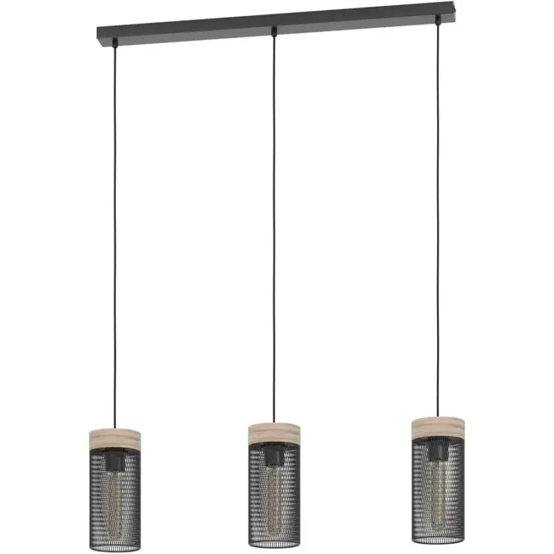 Acheter En Ligne Lumimart | Suspension Kilnsdale Marron/Noir Acier/Bois 11 cm 110 cm