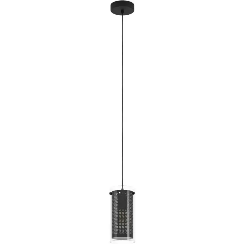 Lumimart | Suspension Pinto Textil 1 Noir Acier 12 cm 110 cm Vente Directe