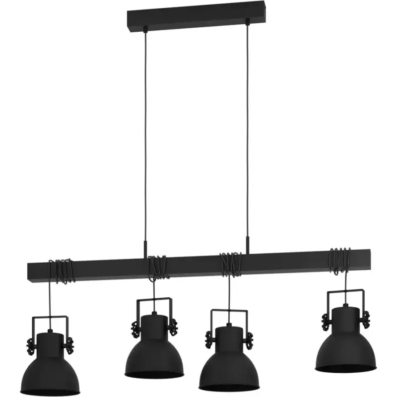 Expédié Aujourd'hui Lumimart | Suspension Shirebrook Noir Acier/Bois 25 cm 110 cm