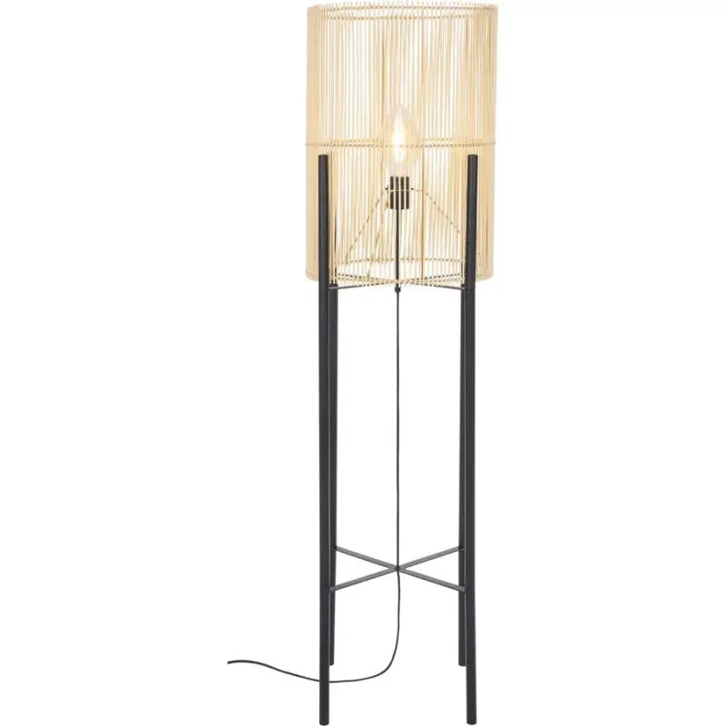 Lumimart | Lampadaire Brazos Noir/Marron Bambou 30 cm 150 cm Nouvelle Collection