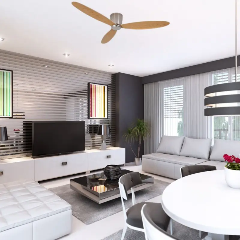 Prix Cassé Ventilateur de plafond Radar 132cm Chromé Teck