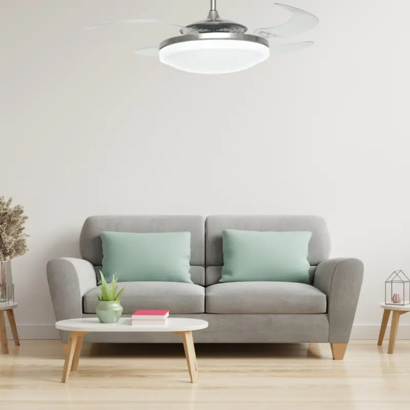 Satisfait Ou Remboursé Ventilateur de plafond Evo2 122cm Chromé brossé Rétractable