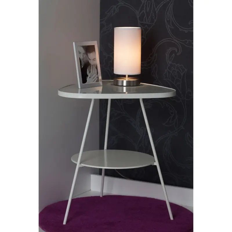 Lampe à poser CLARIE 1x40W E14 ACIER VERRE BLANC Offre Exclusive