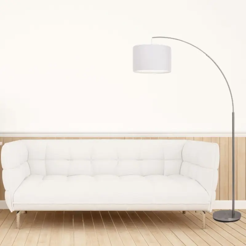 Lampadaire 1 lumière CLARIE 1x60W E27 ACIER VERRE BLANC Super Prix