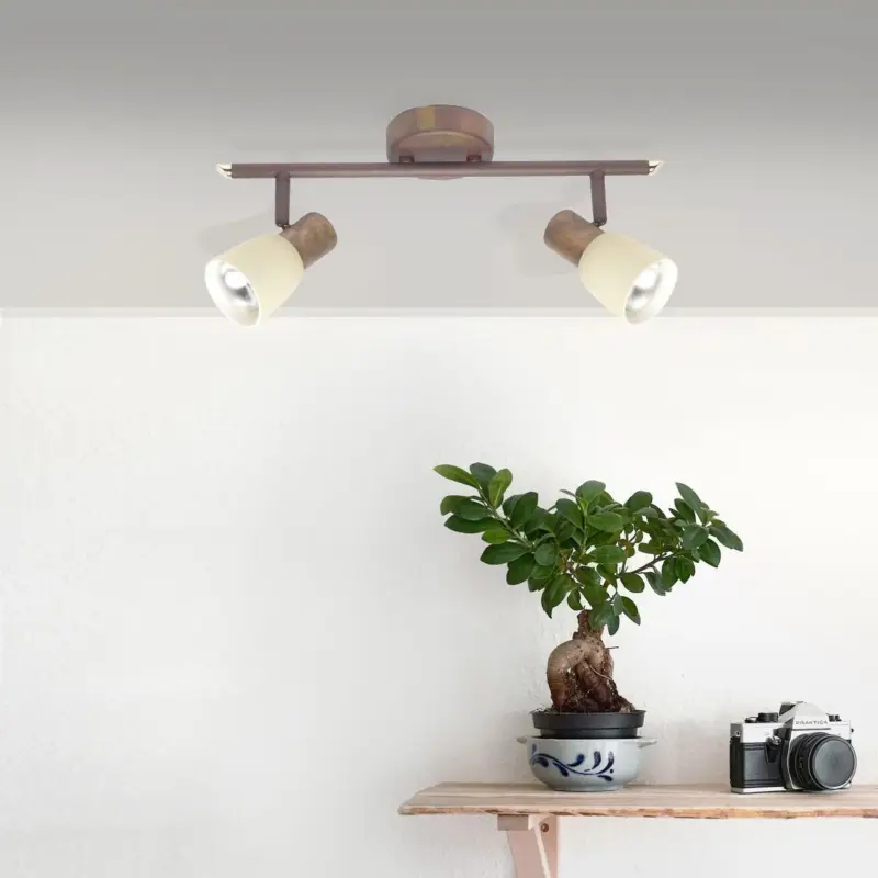 Top Vente Plafonnier à 2 lumières LUCA 2x40W E14 CUIVRE VIELLI