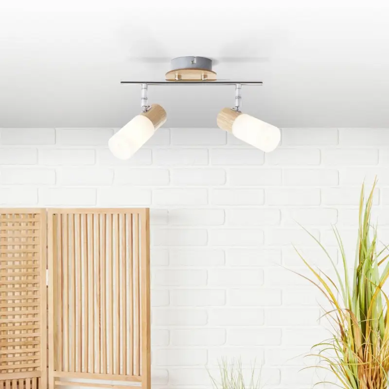 Plafonnier Scandinave BABSAN 2x3,5W E14 Bois clair-blanc Expédition Rapide