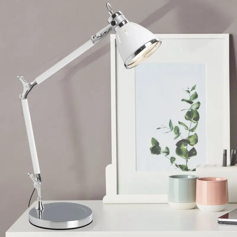 Acheter Direct Lampe de bureau articulée OCTAVIA 1x40W E27 Chromé Blanc