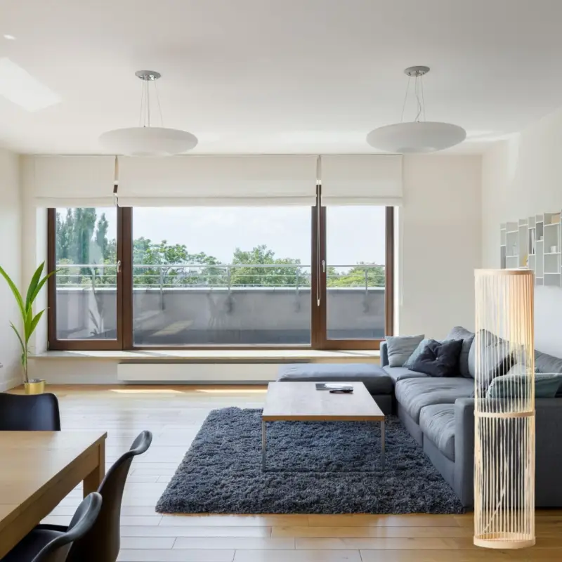 Lampadaire NORI G 1x40W E27 Bambou-blanc Retour Gratuit