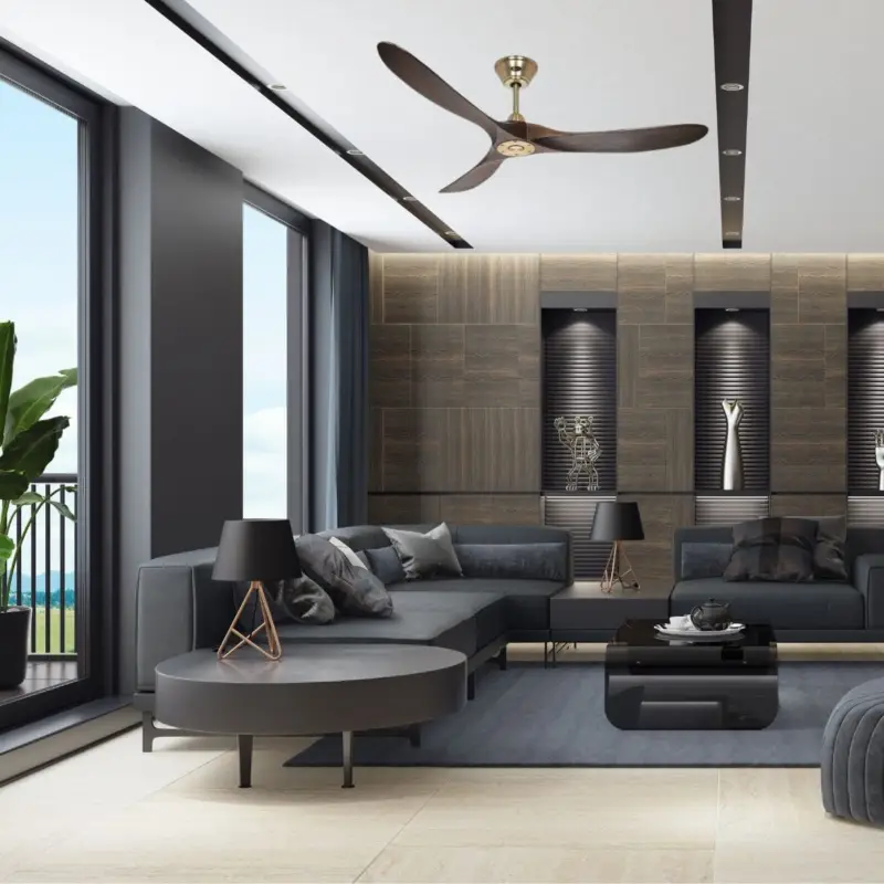 Ventilateur Design Genuino 152cm Laiton Noyer Achetez Aujourd'hui