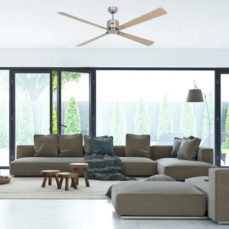 Ventilateur de Plafond Eco Neo III 152cm Chromé Erable Hêtre WiFi Nouvelle Collection