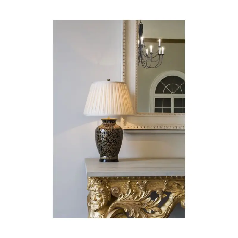 Quantité Limitée Lampe à poser Ceramique Interieur Morris Or Noir 1x60W E27 Large