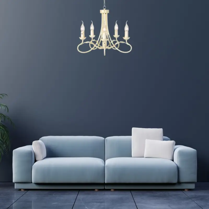 Lustre Olivia 5x60W Blanc doré Livraison Express