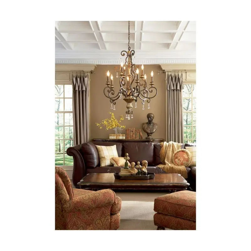 Lustre Marquette 9x60W Fer forgé et Or Acheter Direct