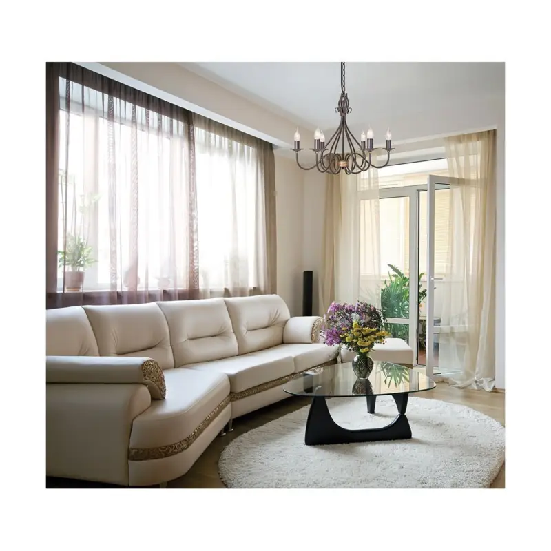 Lustre Windermere 6x60W Bronze foncé et Or Satisfait Ou Remboursé
