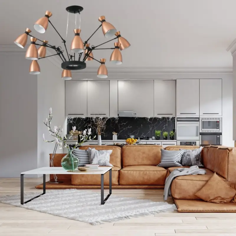 Offre Spéciale Suspension Araignée Retro Cuivre 12 Lampes E14 20W