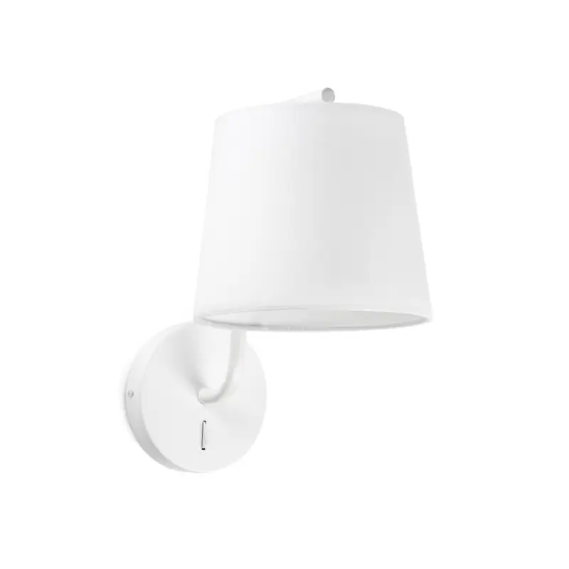 Authentique Applique Murale avec interrupteur et abat jour Berni Blanc 1x E27 20W