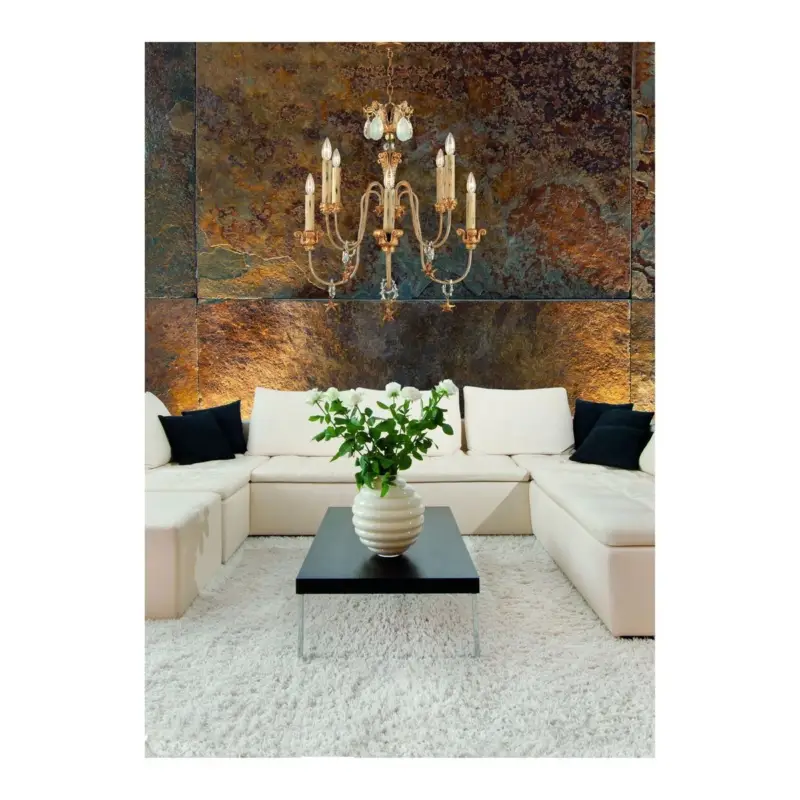 Lustre Mignon 8x60W Or et Argent Produit De Marque