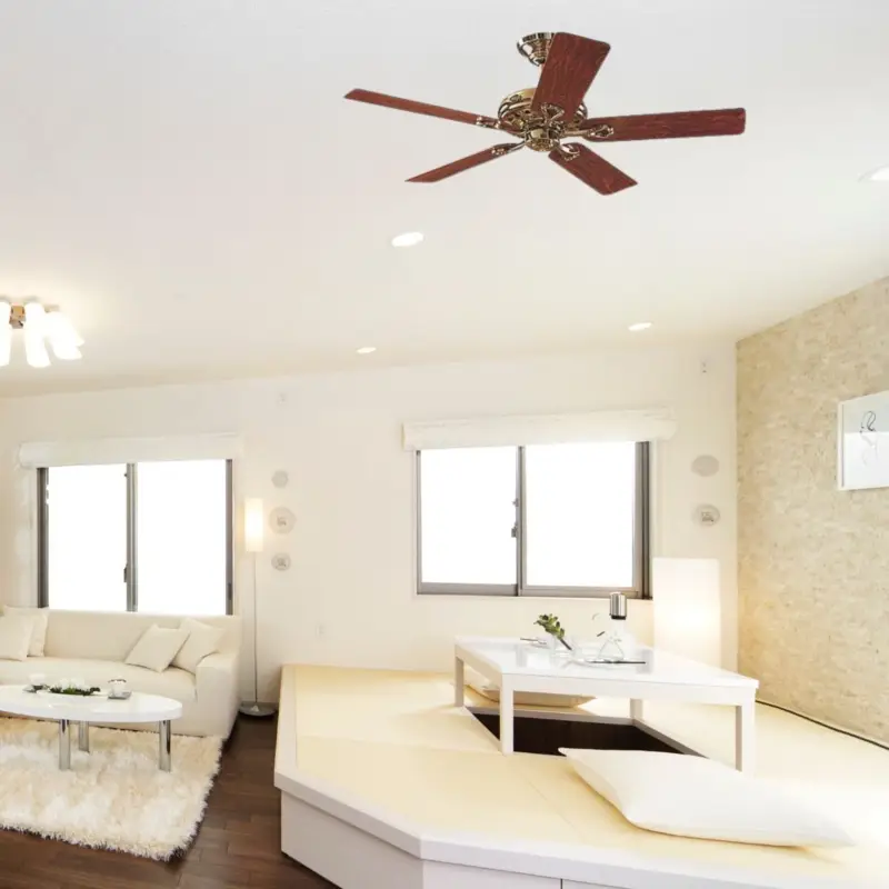 Commande En Gros Ventilateur Plafond Savoy 132cm Laiton poli Chêne Bois de rose