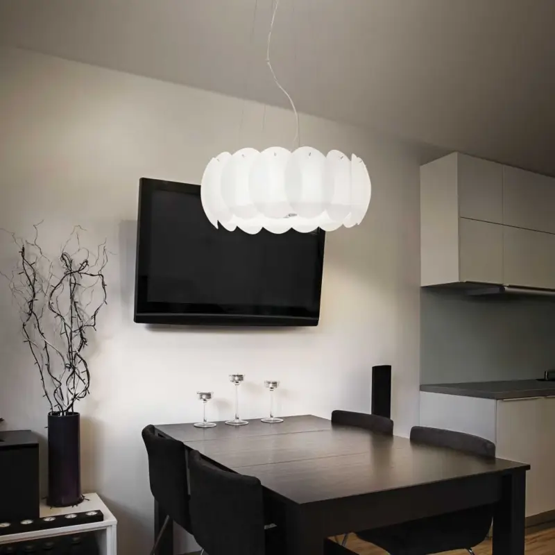 Suspension OVALINO Blanc 8x60W Bon Plan