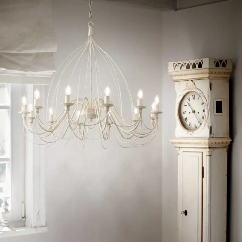 Expédié Aujourd'hui Lustre CORTE Blanc vieilli 12x40W