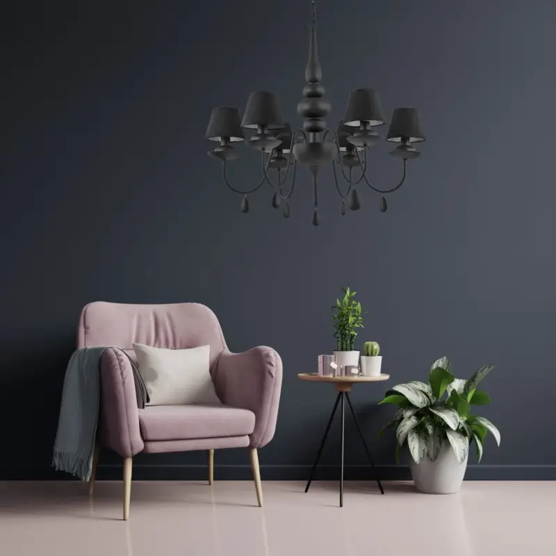 Réduction Lustre Baroque BLANCHE Noir 6x40W