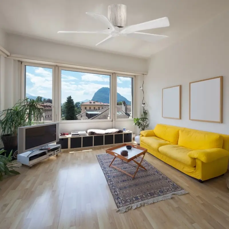 Prix Bas Ventilateur de Plafond Irene-5H 106cm Bois Vieilli Blanc