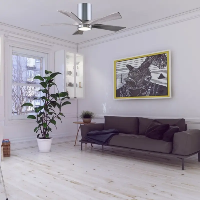 Ventilateur de plafond Irene-5HLK 106cm Chromé Poli Bois vieilli Super Prix