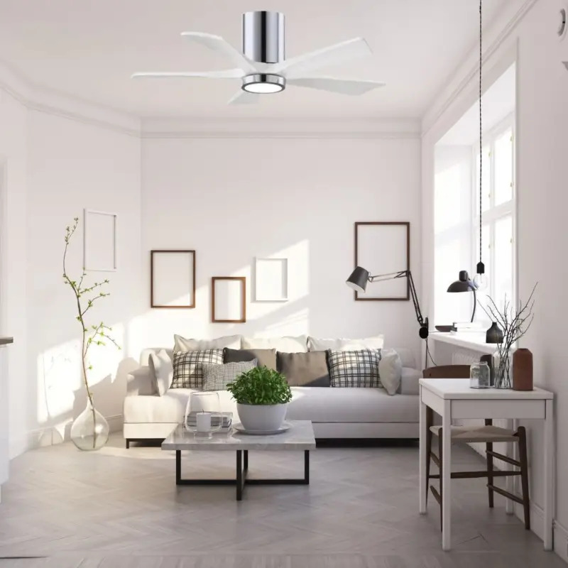Ventilateur de Plafond avec lumiere Irene 106cm Chromé Poli Blanc Offre Du Jour