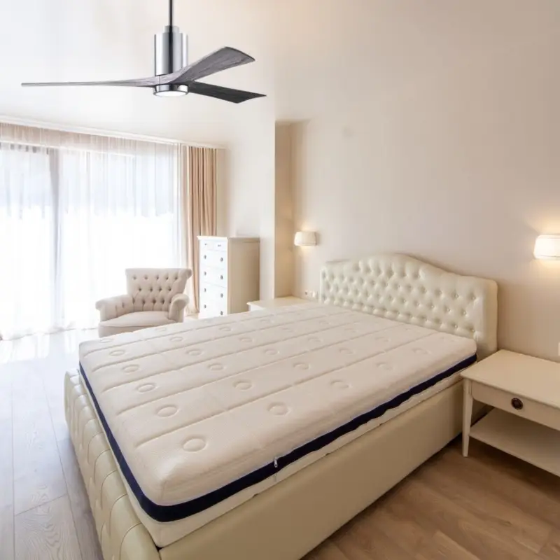 Offre Spéciale Ventilateur de Plafond Patricia 152cm Chromé Poli Bois Vieilli