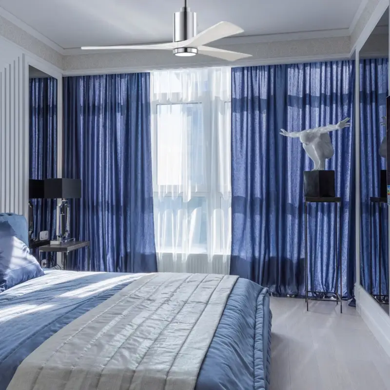 Acheter Direct Ventilateur Plafond avec lampe Patricia 152cm Chromé Poli Blanc